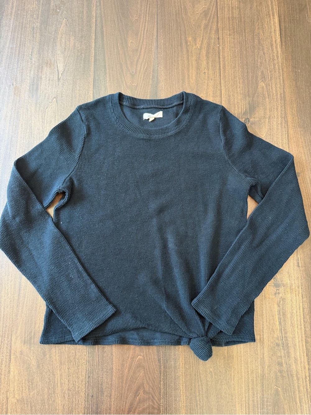 Madewell Black Long-Sleeve Knit Top with Front Knot